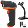 Tera Lettore di codici a barre portatile 1D laser wireless e USB cablato con stand, indicatore del livello della batteria, batteria large 2000mAh, brevetto n. EU008489413, aggiornamento modello 5100-Z
