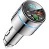 Mohard Bluetooth Auto, Trasmettitore FM Bluetooth 5.3 Design Metallico, PD 30W Tipo C & QC3.0 Caricabatterie Adattatore Amplificatori Segnale Cellulari Chiamate Vivavoce Riduzione Rumore Luce & Hi-Fi