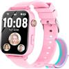 PTHTECHUS Orologio Smartwatch per Bambini GPS 4G, Smartwatch Bambino Bambina con Telefono, Videochiamata Chat Vocale Sveglia Contapassi Camera Modalità Classe, Regalo per Ragazza e Ragazzo 4-12 Anni, Rosa Medio