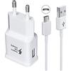 JupptElectronics Kit di Ricarica Rapida Adattiva Compatibile con Samsung Galaxy S7 Edge S6 Edge S4 S3 A6 J7 J6 J5 J3 Note5/4/2 Tab S Tab S2, AFC USB 2.0 Caricabatterie Rapido Spina e Cavo Micro USB 1,5 m