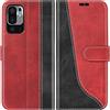 Mulbess Cover per Xiaomi Redmi Note 10 5G / Poco M3 PRO 5G, Interno TPU Antiurto, Custodia a Libretto, Fessura Carte, Supporto Stand, Elegante Vino Rosso