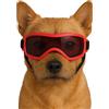 Fohuanky Occhiali da sole per cani per razze piccole e medie, regolabili, con protezione UV, per viaggi, escursioni, divertimento all'aperto (rosso, S)