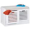 Relaxdays Panca con Contenitore, 2 Cassetti, Stile Rustico, Cassapanca Imbottita da Cucina, HxLxP 44x72x35 cm, Bianco