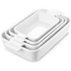 Jassceram Set di 4 pirofile in ceramica rettangolari profonde per lasagne, con manici, grandi in porcellana, adatte al forno, per cucinare brownie banchetti Mac e formaggio (24,4 cm/29,2 cm/33,3