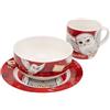 United Labels Harry Potter, set di stoviglie da 3 pezzi, rosso, set da colazione in porcellana con piatto Ø 19 cm, tazza da 220 ml e ciotola da 330 ml, set di stoviglie