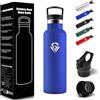 HoneyHolly Borraccia Termica Bambini 500 ML, Senza BPA, Borraccia Termica, 18/8 Acciaio Inox, Bottiglia Termica, Sottovuoto a Doppia Parete, Borracce Termiche, con Cannuccia, Termos per Scuola, Sport - Blu Reale