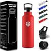 HoneyHolly Borraccia Termica Bambini 500 ML, Senza BPA, Borraccia Termica, 18/8 Acciaio Inox, Bottiglia Termica, Sottovuoto a Doppia Parete, Borracce Termiche, con Cannuccia, Termos per Scuola, Sport - Rosso