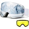 VCOROS Occhiali da Sci,YH227 Maschera da Sci OTG per Unisex Anti-UV400 Anti Nebbia Antipolvere Antivento Occhiali da Neve per Ski Ciclismo Moto Sport All'aria Aperta (04-REVO Pink/White(VLT 14%))