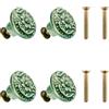 Bojueshaw 4 pomelli vintage per armadietti, pomelli in ceramica per cassetti, maniglie per mobili in rilievo con fiori verdi con viti di montaggio per armadietti, cassetti, armadi e porte