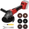 Roadtime Smerigliatrice angolare a batteria compatibile con Milwaukee 18 V (senza batteria), 650 W, 125 mm, smerigliatrice angolare senza spazzole con 2 dischi abrasivi, 2 dischi da taglio, 2 dischi lamellari