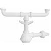 Schläfer 4395322 | Sifone Salvaspazio Universale a Fiasco per Lavelli 11/2 con Doppio Attacco Lavastoviglie, Uscita Diam. 40mm x L. 250 mm, Scarico Ispezionabile, Bianco.