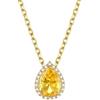 GoldChic Collana Topazio Giallo Ciondolo Goccia Collana Donna Oro 41+5 CM Regolabile Taglio a Diamante Scintillio a 360 Gradi Compleanno