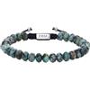 COAI Bracciale da Uomo in Turchese Africano, Bracciale Regolabile da Uomo con Perline di Pietre Dure Sfaccettate