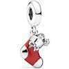 FGT,Ciondoli della serie natalizia per braccialetti Pandora, Babbo Natale, alce, albero di Natale, bastoncino di zucchero, colore: Ciondolo a forma di calza di Natale., cod. Xmas07