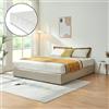 [en.casa] Letto Matrimoniale King Size 180x200 cm con Materasso a Schiuma Fredda Zona di Riposo Ribaltabile Contenitore Letto Doppio a 2 Piazze Rivestito in Tessuto Effetto Lino - Beige