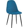 CLP Sedia da Pranzo Imbottita Napier, Sedia da Cucina con Schienale e Struttura in Metallo Nero, Sedia Imbottita Fino a 150 kg, Colore:Blu, Materiale:Stoffa