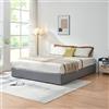 [en.casa] Struttura Letto Matrimoniale King Size 180x200 cm con Zona di Riposo Ribaltabile Contenitore Letto Doppio a 2 Piazze Rivestito in Tessuto Effetto Lino - Grigio