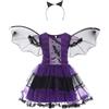 Generico Vestiti Halloween Bambina Costume da Strega 3 Anni Vestito Stregatto Bimba con Ali Cosplay Costume Halloween Pipistrello Ragazza Abito Vampirina Travestimento Carnevale Festa a Tema 2-15 Anni
