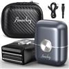 Amurhey Mini Rasoio Elettrico Barba Uomo Wet & Dry con Custodia viaggioi | Rasoio a lamina leggero IPX7, Rasoio Elettrico con Capelli lungo e lama a lamina, Carica USB-C, Autonomia di 120 Minut