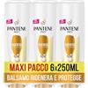 Pantene Balsamo Pro-V, Rigenera e Protegge, Balsamo Capelli, Shampoo per Capelli Deboli o Danneggiati, Ripara all'istante i Danni da Styling, Maxi Formato da 6 x 250 ml