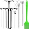 AZOMKER Siringa per Carne 60 ml,Siringa Alimentare per Carne,Injection BBQ,Siringa per Marinata in Acciaio Inox,Iniettore di condimento per Maiale,Manzo,Pollo,Tacchino,pollame,Pesce