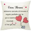 Zalingo Regalo Nonna Copricuscino Federe Cuscini Decorativo 45x45 cm, Bianco con Cuori Rosa, Nonna Federe Cuscini Divano 45x45 Divertenti, Originali Compleanno Regali