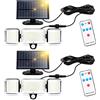 CISSIYOG Luce Solare Led Esterno con Sensore di Movimento, Lampada Solare Esterno, Faretto Solare Esterno, 224 LEDs, 1600 Lumen, 4 modalità, 5m Cavo, con Telecomando, per Giardino/Posto Auto Coperto (2)