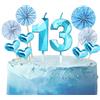 Nirecu Candeline Compleanno Numeri 13 Blu,3D Candele Numero 13 Deco Torte,Candela di Compleanno Numeriche per Bambini,Decorazioni per Compleanni Ragazzi per Feste,Matrimoni