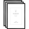Veelot® 3x Cornice Foto in Legno Ayous nero A4 21x29.7cm,Passepartout 15X21cm,Legno di 21x30 Cornici per di documenti e diplomi - Montaggio a parete o esposizione da tavolo