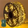 Quntis Luci Natale Esterno, 25M 1000LED 8 Modalità di Illuminazione Luci Albero di Natale con Funzione di Temporizzazione e Memoria IP44 per Interni Esterno, Bianco Caldo（Richiede 3 batterie LR14）