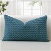 JOTOM Federe per Cuscino in Velluto a Coste Morbido 40x60 cm Federe per Cuscino con Texture a Bolle 3D per Divano, Camera da Letto, Decorazione della Casa (Blu Polvere)