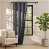 PONY DANCE 100% Tende Oscuranti Camera da Letto ad Anelli 1 Pezzo L 140 x A 240 cm Blackout Curtain Doppio Strato Tenda Termica Isolante Freddo e Caldo per Porta, Grigio