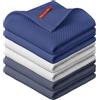 Artoid Mode, set di 6 asciugamani da cucina in 100% cotone, motivo a nido d'ape, colori assortiti (blu scuro+grigio chiaro+grigio scuro), 30x30 cm, lavabili, assorbenti