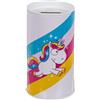 makio Salvadanaio di latta per bambini Unicorno. Originale salvadanaio con coperchio, salvadanaio di latta economico che può essere utilizzato anche come portamatite (strisce).