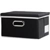 Prandom Scatola con coperchio pieghevole(confezione da 3),linen container, scatola porta oggetti decorative,Nero(29x22x17)