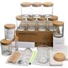 MILIVIXAY - Confezione da 12 barattoli per candele, in vetro trasparente, 207 ml, con coperchio e kit per la creazione di candele, vuoti, contenitori per spezie e polveri
