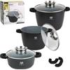 KARL HAUSMANN Batteria di Pentole Antiaderente - 3 Pezzi - 4.4+6.3+10 L - Set di Pentole a Induzione - Coperchio in Vetro - Per Tutti i Piani Cottura - Antiaderenti senza PFOA - Nero