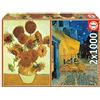 Educa - 2 Puzzle da 1000 pezzi ciascuno | Los Girasoles + Terraza de Café Por La Noche, V. Van Gogh | Arte | Dimensioni: 48 x 68 cm. Include colla fix puzzle. Consigliato a partire dai 14 anni (18491)