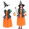 Efymosce Vestito Halloween Bambina Strega, Costume Strega Bambina, Abiti, Gonna, Costume per Halloween Cosplay (110)