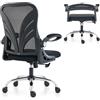 HOLLUDLE Sedia da Ufficio Ergonomica con Schienale Pieghevole, Sedia da Scrivania con Sedile Allargato (52 CM), Braccioli Ribaltabili e Supporto Lombare in Rete Sedia da Lavoro Girevole, Nero