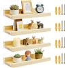 Keboyoe 4 PCS Mensola da Parete Galleggiante in Legno 30×12×4 cm Mensoline in Legno | Naturale Mensole da Muro Mensoline da Parete con Viti e Tubi di Espansione per Soggiorno Camera da Letto Bagno