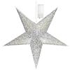 com-four® Stella Luminosa in 3D con Illuminazione a LED e Timer in Bianco Caldo per Appendere, Stella di Carta Premium Stabile in Argento (01x Star - Color Argento)