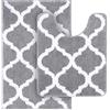 OLANLY Set di 2 tappeti da bagno in microfibra e tappetino per WC a forma di U, lavabile in lavatrice, antiscivolo, assorbente, per vasca, doccia e bagno (50,8 x 81,3 cm+50,8 x 61 cm, grigio)