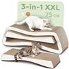 Knupis Tiragraffi Gatto 3 Pezzi XXL 75 cm - Cartone Resistente per Cura delle Unghie - Fino a 2 Anni di Utilizzo - Salvaspazio - Protegge Divani e Mobili (Mountain- Bianco)