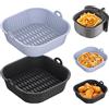 Diboniur Teglia per Friggitrice ad Aria 5-8L, 2 Pezzi Silicone Contenitori Accessori Friggitrice ad Aria, Riutilizzabile (Nero e Grigio)