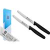 SMI Set da 2 Pezzi Coltello da Colazione Seghettata 11 cm Coltello da Pane, Coltelli da Tavola Lama affilata Acciaio inossidabile Nero - Prodotti in Solingen Germania