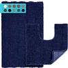 JARITTO Set di 2 Pezzi Tappeto Bagno Antiscivolo Tappeto Cucina Doccia Assorbente Tappetino da Bagno per Toletta in Microfibra Lavabile in Lavatrice (51X81cm + Forma a U 51x51cm) - Blu Scuro
