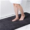 Homaxy Tappeto da bagno antiscivolo lavabile, morbido e soffice, pelo alto shaggy in microfibra - 51 x 76 cm, grigio scuro