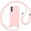Vauki Custodia per Samsung Galaxy S25 FE Cover con Cordino,Rosa Silicone Antiurto TPU Morbido Case Corda Collana Necklace Regolabile Stylish con Catena Ultra Sottile Cover per SamsungS25 FE,Rosa