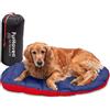 Furhaven Large Dog Bed Trail Pup Travel Pillow Mat w/Stuff Sack, Washable - Flame Red/True Blue, Large